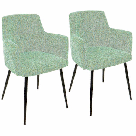 Andrew Dining/Accent Chair In Black With Seafoam Green Fabric, PK 2